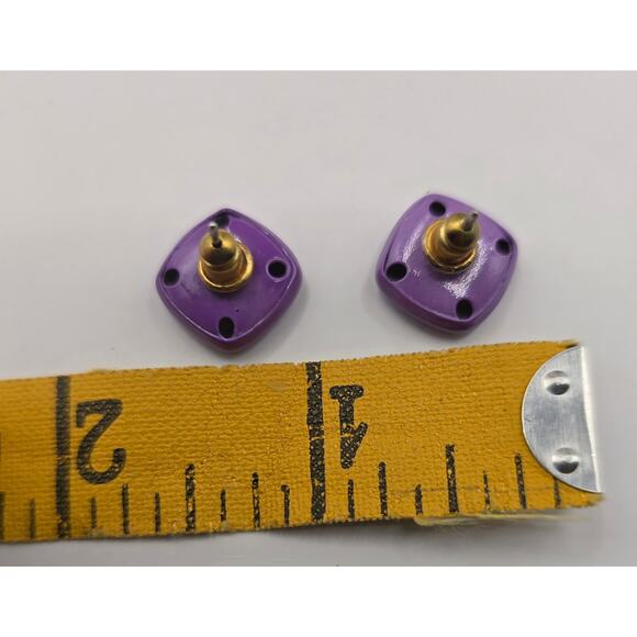 Vintage Purple Square Stud Earrings - Picture 2 of 2